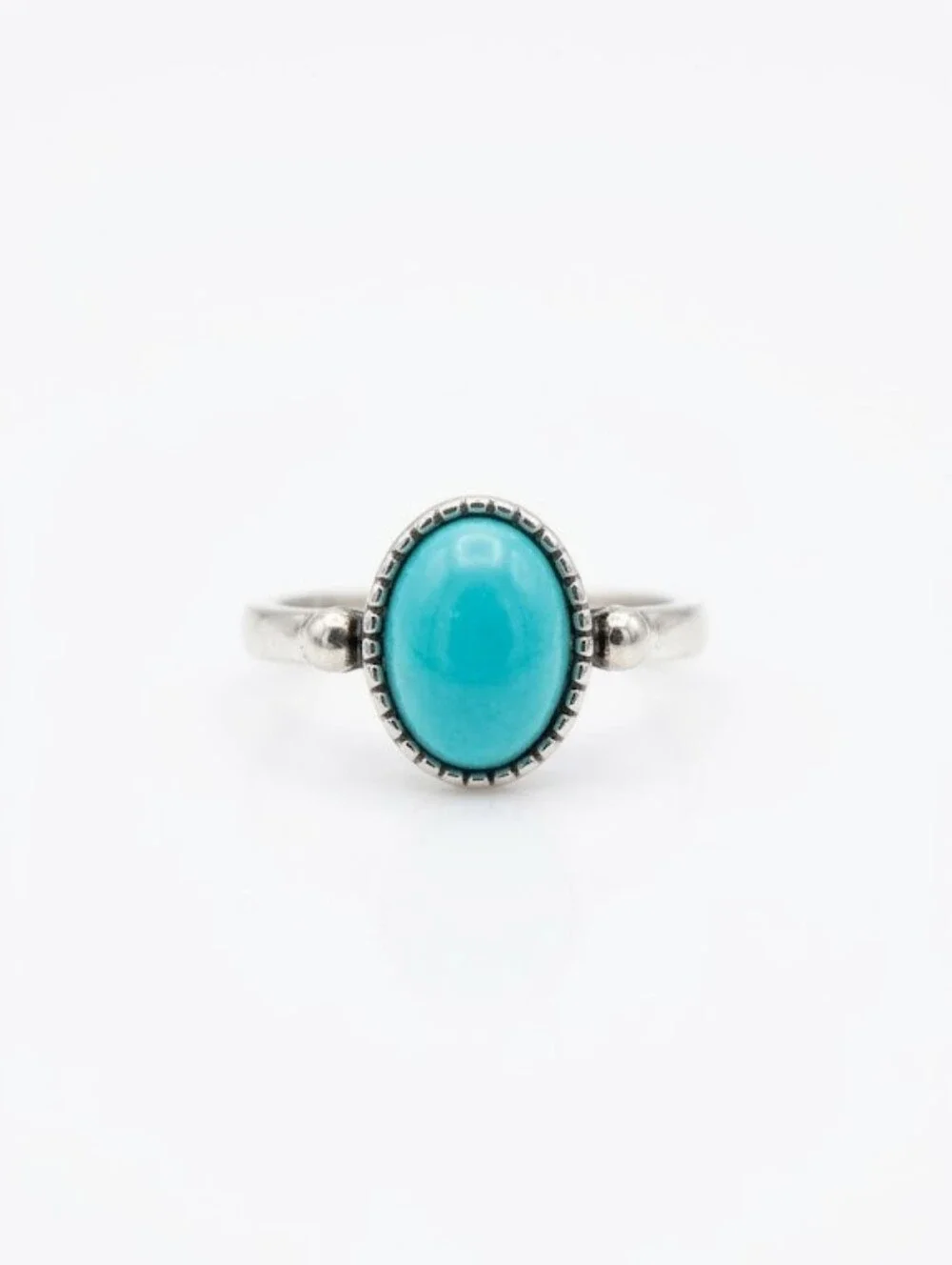 💎3/$12💎Western Style Oval Faux Turquoise Ring Silver Tone Costume Jewelry